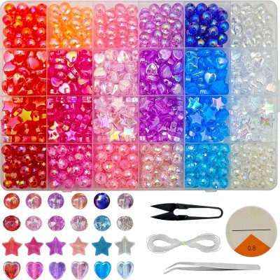 INDIKONB Multicolour Fancy Acrylic Beads Set with Organizer | Craft & Jewelry Making