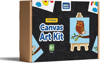 Minileaves Mini Canvas Craft Art Paint Kit for Beginner 4+ Years Set of 4- Abstract Theme