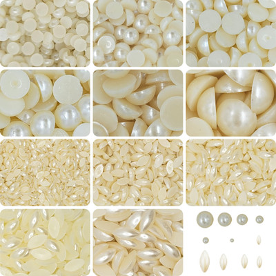 INDIKONB Versatile Half Cut Cream Round & Oval Bead Set - 6000pcs