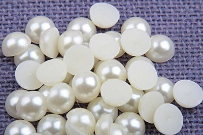 Sharum Crafts 12 mm Pearl Half Round For Making Jewellery ( 200 Pcs )