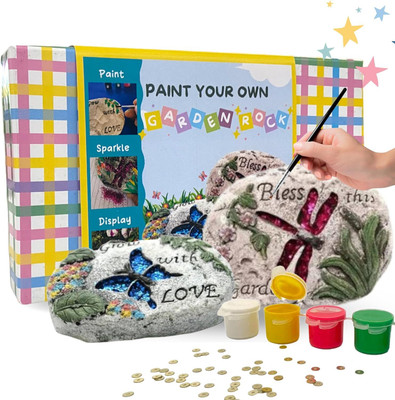 Craftopedia Rock Painting kit -DIY Art and Craft Kit | Engraved and Embossed Garden Rocks t