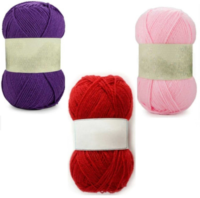Waaome Purple, Red & Pink Wool 300 Gram 100×3 Hand Knitting Art Craft Soft Yarn(WA216)