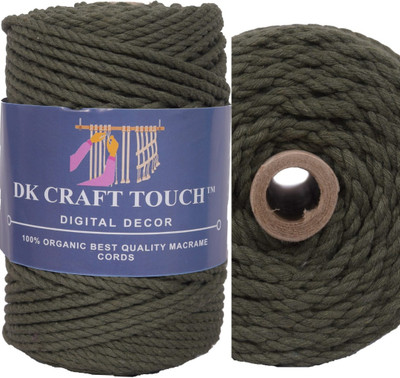 Dk Craft Touch Olive Green 4mm (100m) Twisted Macrame Cotton Thread/Cord Roll For Craft Work
