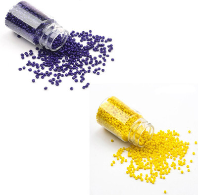 Sharum Crafts 100 Gram Seed Beads Blue Yellow