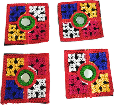 90 Degree Jeans Denim Embroidery Cloth Stitching Patches Stickers Applique Red Square-4
