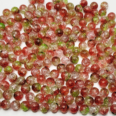 INDIKONB 8mm Red Green Crackle Round Craft Shapes – 200 Pcs Set