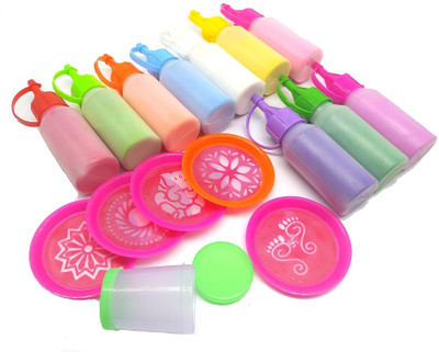 PRANSUNITA Rangoli Making Tool Kit- Includes 10 Bright Rangoli Colour Squeeze Bottle