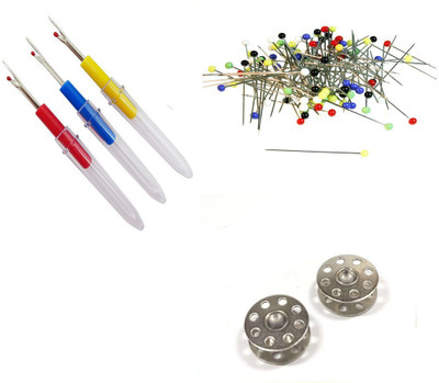 Sharum Crafts 3 Items Combo : 3 Seam Ripper, 2 Bobbin, Ball Pin