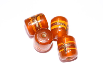 The beads kraft Handmade Lampwork Goldstone Lahriya Strip Chowk Flower 10×12 MM Pipe