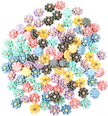 Indian Petals 3D Flat-Back Floral Resin Motif for Crafting or Decoration, 100 Pcs (Mix)