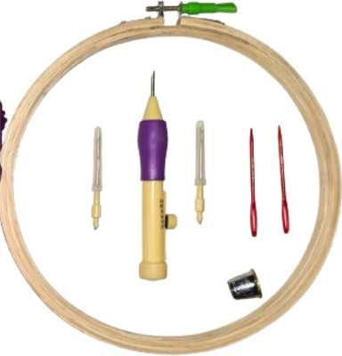 KHUSHA CREATIONS Embroidery Punch Needle Tool for Knitting with Hoop and essentials