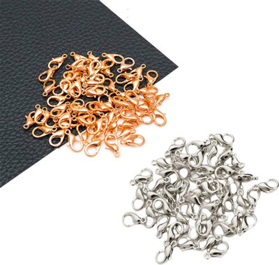 Honbom 100Pc Rose Gold & Silver Claw Clasp Lobster Hook for Jewellery Making & Finding