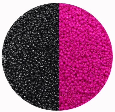 Store_of_arts (pp creations) Combo of Black and Rani Pink Glass Beads of 2mm, Pack of 2 (50gm each)