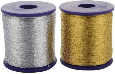 Sharum Crafts Zari Threads Golden and Silver,for beading-jewellery making/