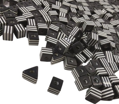 Uniqon (Pack of 200 Gram) Black & White Cubical & Triangular Shape Bead Craft Material