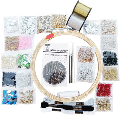 Qroof Aari Work Materials Kit for Beginners, Magggam Material with Combo Set Pack
