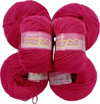 Vardhman Wool Yarn Baby Soft Wool for Hand Knitting Fingering Crochet Hook (Rani) -Shade no. BBD093 200 gm Pack of (8)