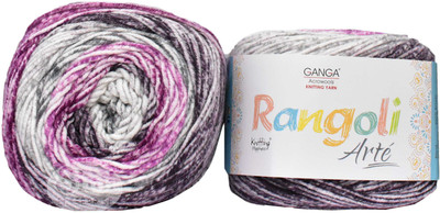 Simi Enterprise GAN GA Rangoli Arte Purple Grey 200 gm Wool Ball Hand knitting wool P Art-AEHF