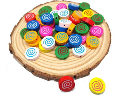 PRANSUNITA Designer Wooden Colorful Beads Buttons Used for Art and Craft, Pack of 40 pcs