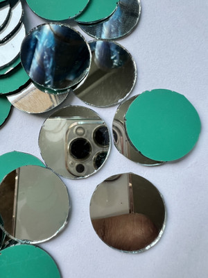 MAHANT ROUND SHAPE SILVER MIRROR for DIY Crafts & lippan art 26MM 50GM 35PIECE