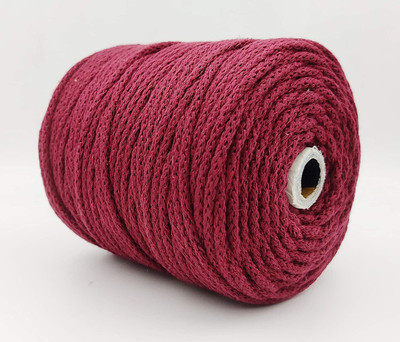 Sui Dhagga 4MM Knitted/Braided Cotton Cord/Dori Thread for Macrame 100 Maroon