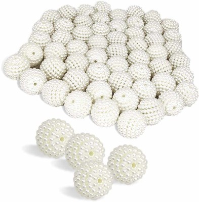 Uniqon Pack of 250 Gram (35 Pcs Approx) 16mm White Angura Moti Balls Pearl Craft Bead
