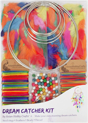 ASIAN HOBBY CRAFTS Dream Catcher Making Kit, Make 3 Colorful,Medium