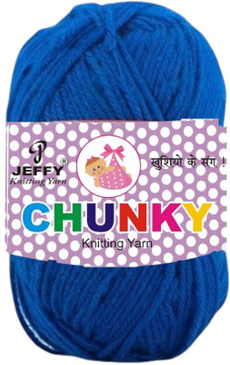 JEFFY Chunky Thick (Mota) Wool Hand Knitting (Blue Shade no-23, 200 Gram)