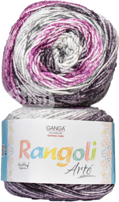 Simi Enterprise GAN GA Rangoli Arte Purple Grey 400 gm Wool Ball Hand knitting wool P Art-AEHF