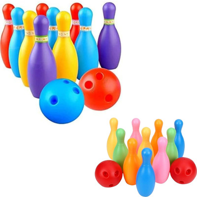 Waaome ® ( 1/Set ) Bowling Toy Set With 10 Bottles & 2 Balls For Kids(Multicolor)(A790)