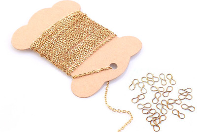 Sharum Crafts Chain for Craft and DIY Making Purpose Golden Color (5 Meter) & 50 S Hook Clasp
