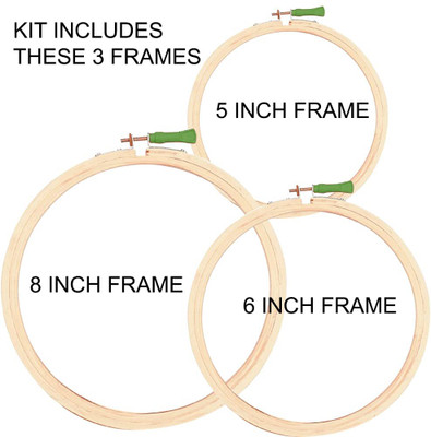Qroof WOODEN EMBROIDERY HOOP RING FRAME PACK OF 3 Embroidery Frame(Pack of 3)