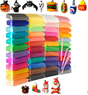 HappyBive Set Of 48 Colorful Soft Fluffy Foam Creative Art & Craft Air Dry Clay For Kids88