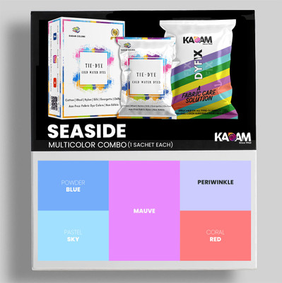 KADAM Tie Dye Sachets Multicolour Combo 4: Seaside | Tie Dye up to 10 t-Shirts