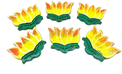 PRANSUNITA Handmade Wooden Lotus Shape Beads Used in Vandanwar – Size 6 x 5 cm