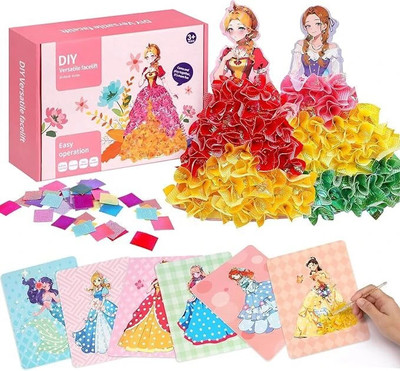 Cots and Cuddles DIY Princess Gown Craft Kit for Kids Poking Art & Craft Activity | 10-Piece Set