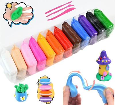 CSPARK BAND Air Dry DIY Ultra Light Different Color Clay with Tools Set for Kids (12 pcs.)