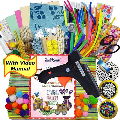 INDIKONB Art & Craft Supplies Hot Melt Glue Gun with Art & Craft Supplies for Girls & Boy