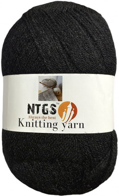 NTGS Vardhman Big boss Wool Hand Knitting Soft Fingering Hank 200gm Black Shade no-10