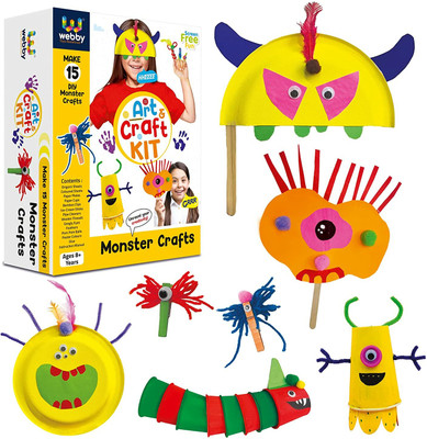Webby DIY Art and Craft Monster Puppet Activity Kit, Return Gift for Kids