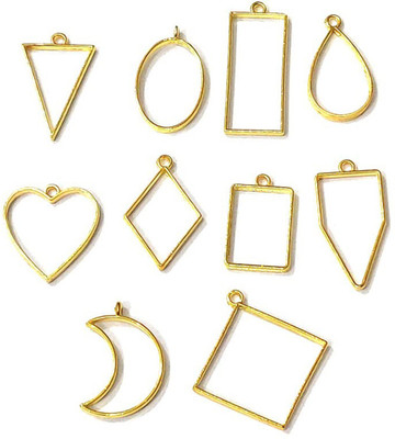 Excellentcrafts 10 Pieces Gold Hollow Open Bezel Charm Frames for Making Epoxy UV Resin