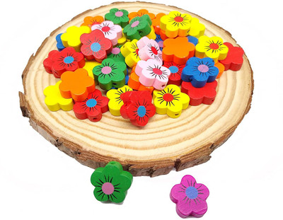 PRANSUNITA Designer Wooden Colorful Beads Buttons Used for Art and Crafts, Pack of 40 pcs