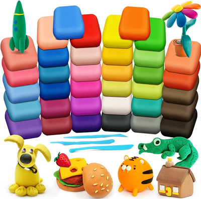 Shopex DIY Colourful Air Dry Non-Toxic Modeling Bouncing Clay with Tools Pack of 24 Pcs