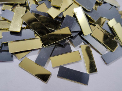 MIRROR GLASS WORLDWIDE RECTANGLE SHAPE GOLDEN MIRROR FOR LIPPAN ART 6*18MM 100GM 325PIECE