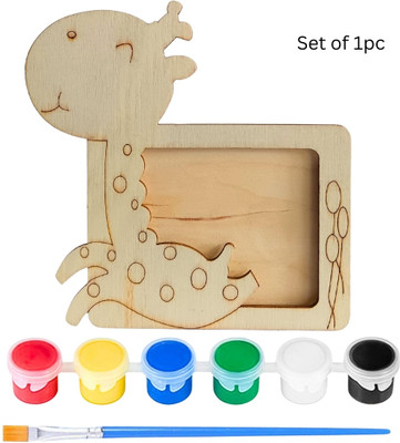 Gold Leaf Kids DIY Wooden Photo Frame Stand – Giraffe Design with Paint Set
