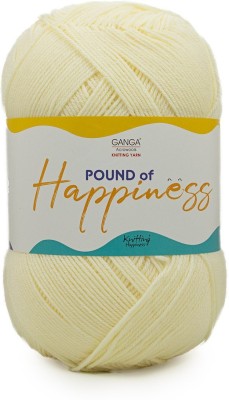 Ganga Pound Of Happiness Hand Knitting and Crochet yarn (Cream) (454gms)