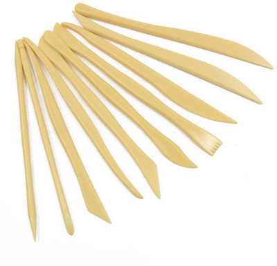 KRAFTMASTERS 10pcs Wooden MUD Clay Modeling Tools Set Polymer Clay Tools Sculpting Pottery