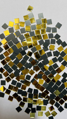 MIRROR GLASS WORLDWIDE SQUARE SHAPE GOLDEN MIRROR for lippan Art, mud Work 7MM 100GM 740PIECE