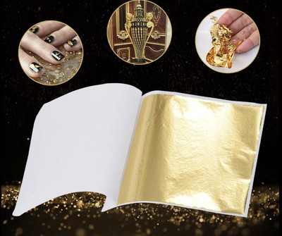 RajisthaniVibes Italian Gold Leaf Sheets, 100 Sheets per Pack, for Resin and Calligraphy