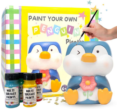 Craftopedia Paint Your Own Penguin Planter | DIY Art and Craft Eco-Friendly Ceramic Activit